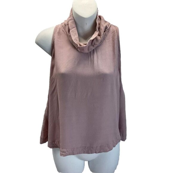 Free People CITY LIGHTS‎ Blush Pink Crop Cowl Neck Tank size Med flowy - Picture 1 of 7